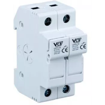 VCX CF PV32 2P 2-pólová poistková podložka 32A 1000V DC pre poistku 10x38mm, montáž na lištu DIN, skrutková svorka, fotovoltaika