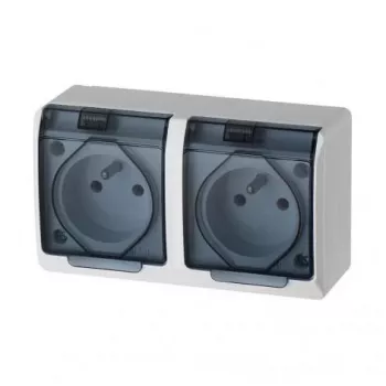 ELEKTRO-PLAST NASIELSK Hermes GNT dvojitá vonkajšia zásuvka 16A IP44 s hnedým krytom 0322-01