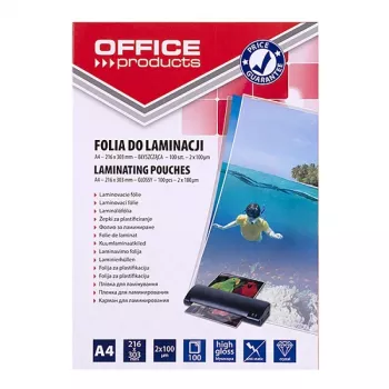 PBS CONNECT OFFICE PRODUCTS laminovacia fólia A4 2x100 mikrometrov lesklá 100 listov transparentná