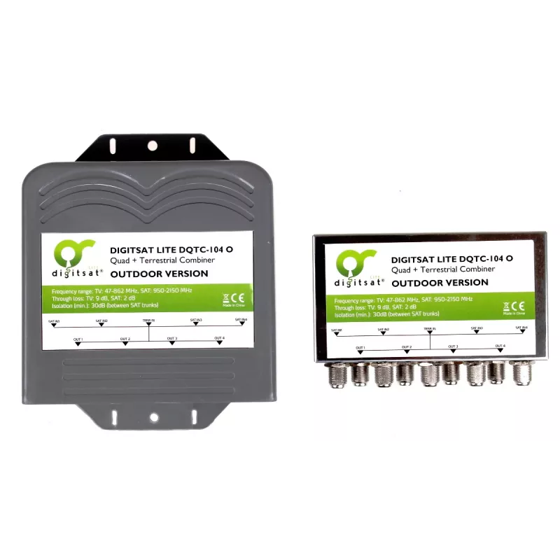 AXING SUMATOR DIGISAT QUAD+TV DQTC-104 multiswitch 8 satelitných vstupov 1 terestriálny vstup 4 účastnícke výstupy