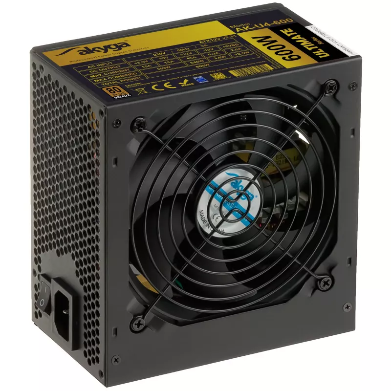 Akyga Ultimate AK-U4-600 ATX napájací zdroj 600 W, 80 PLUS Bronze, aktívne PFC, 120 mm ventilátor