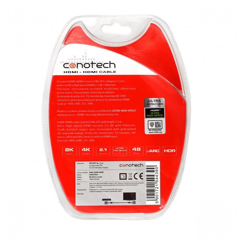 CONOTECH NS-015 HDMI 2.1 8K kábel 1,5m