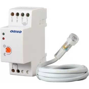 ORNO OR-CR-219 súmrakový spínač na lištu s externým fotorezistorom, 230V AC, 10A, 2-100 lux
