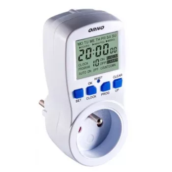 ORNO OR-PRE-409 digitálny týždenný programovateľný časovač, 230V, 16A, 10 programov, LCD displej, odpočítavanie