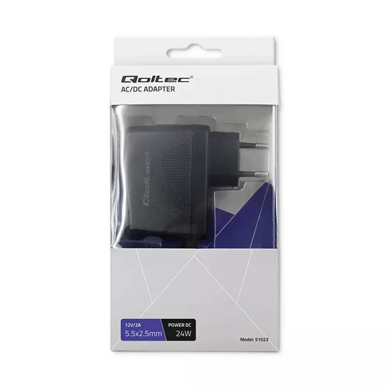 QOLTEC napájací zdroj do zásuvky 24W 12V 2A 5,5x2,5mm