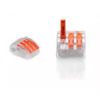 TRYTYT PC-233 3-násobný páčkový spojovací konektor 0,2-4,0 mm² 50 ks transparentný oranžový