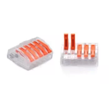 TRYTYT PC-235 Push-in konektor 5-násobný 0,2-4,0 mm² 30 balenie transparentný oranžový
