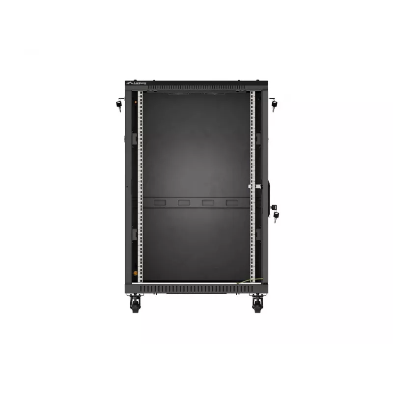 Lanberg 19 palcový 18U 600x600 čierny stojanový rozvádzač so sklenenými dverami (Flat Pack)