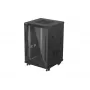 Lanberg 19 palcový 18U 600x600 čierny stojanový rozvádzač so sklenenými dverami (Flat Pack)