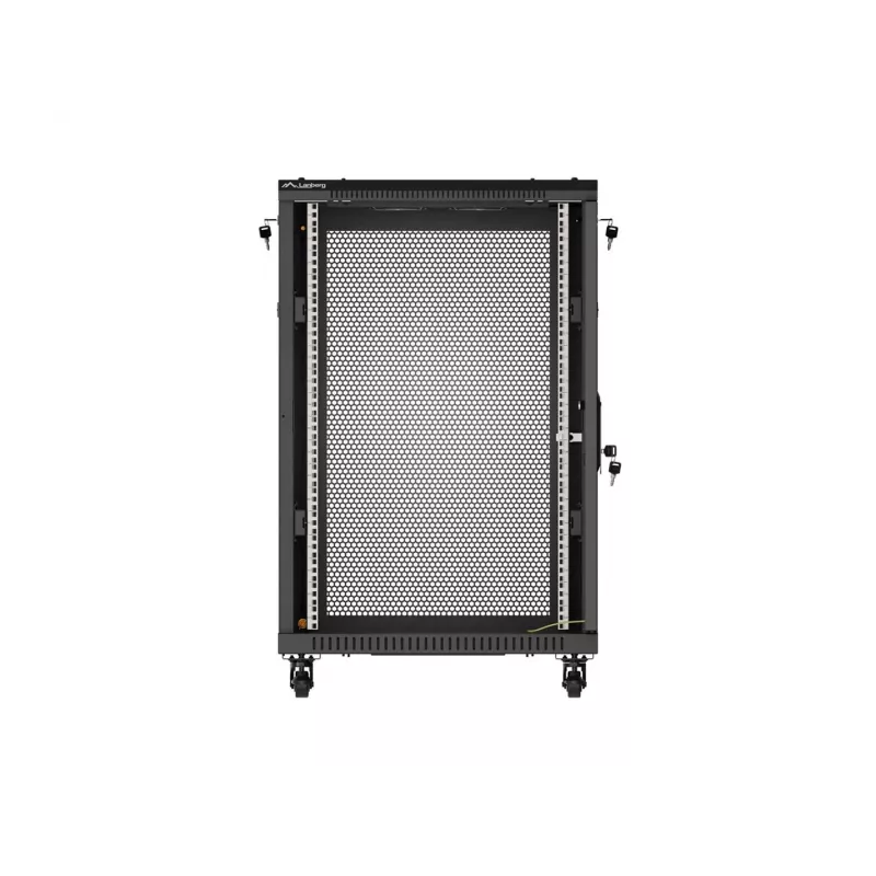 Lanberg 19 palcový 18U 600x600 čierny stojanový rozvádzač s perforovanými dverami (Flat Pack)