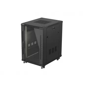 LANBERG 18U 19-palcový stojanový serverový rozvádzač 600x800 mm čierny s tvrdenými sklenenými dverami (Flat Pack)