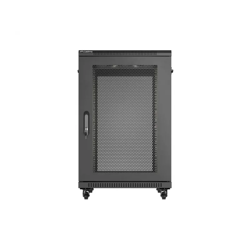 Lanberg 19 palcový 18U 600x800 mm čierny stojanový rozvádzač s perforovanými dverami (Flat Pack)