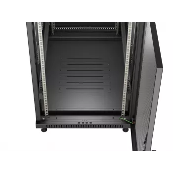 LANBERG 19 palcový 27U stojanový rozvádzač 600x1000 mm čierny s perforovanými dverami (Flat Pack)