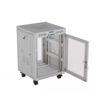 Lanberg FF01-6615-23SL Voľne stojaci 19 palcový rozvádzač 15U 600x600 sivý perforované dvere LCD Flat Pack