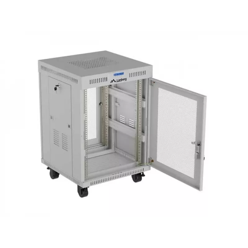 Lanberg FF01-6615-23SL Voľne stojaci 19 palcový rozvádzač 15U 600x600 sivý perforované dvere LCD Flat Pack