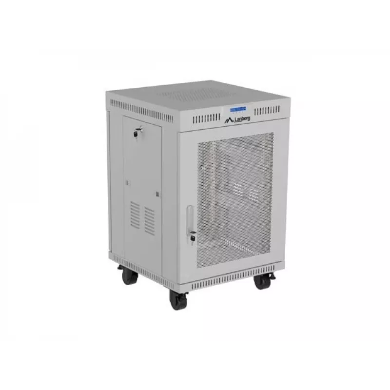 Lanberg FF01-6615-23SL Voľne stojaci 19 palcový rozvádzač 15U 600x600 sivý perforované dvere LCD Flat Pack