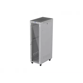 LANBERG 19 palcový 42U stojanový rozvádzač 600x1000 mm sivý, tvrdené sklenené dvere, LCD displej, Flat Pack