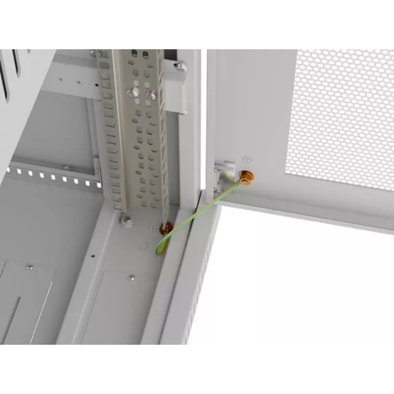 Lanberg 19 palcový 15U 600x800 sivý stojanový rozvádzač s perforovanými dverami a LCD (Flat Pack)