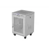 Lanberg 19 palcový 15U 600x800 sivý stojanový rozvádzač s perforovanými dverami a LCD (Flat Pack)
