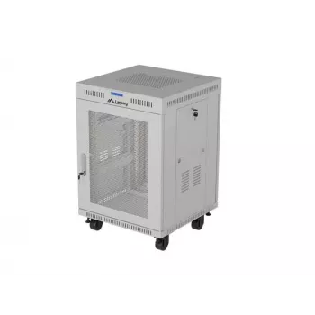 Lanberg 19 palcový 15U 600x800 sivý stojanový rozvádzač s perforovanými dverami a LCD (Flat Pack)