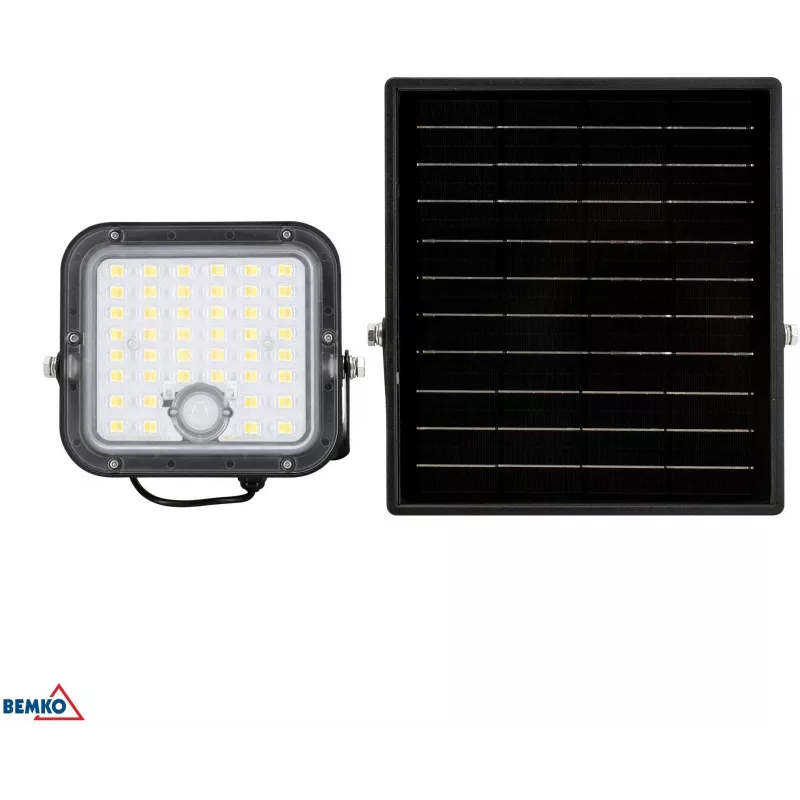 BEMKO SOLPAR solárne LED reflektory 10W 1500lm 3000/4000K IP65 čierna s PIR senzorom