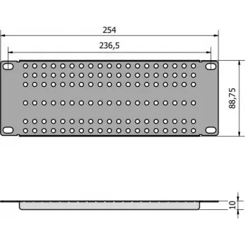 ATTE ADD-RACK10-2U1 10-palcový 2U rackový montážny adaptér s rovnými otvormi, čierny