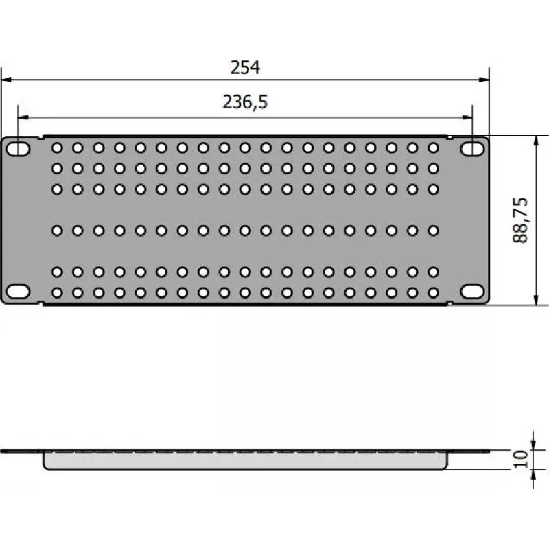ATTE ADD-RACK10-2U1 10-palcový 2U rackový montážny adaptér s rovnými otvormi, čierny