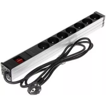 DELTA PD-7K/RACK 7-násobná Schuko zásuvková lišta 1U rackmontáž 230V 10A 2300W 3m kábel čierna