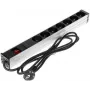 DELTA PD-7K/RACK 7-násobná Schuko zásuvková lišta 1U rackmontáž 230V 10A 2300W 3m kábel čierna