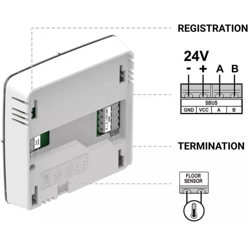 Káblový izbový termostat R-S1 čierny Tech Sterowniki