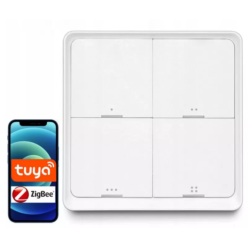 LUXURY-GOODS SC04 ZigBee TUYA Smart Scene Switch – 4 tlačidlá, 12 scén, biela