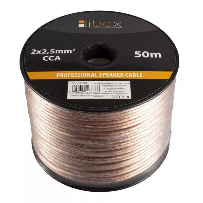 Libox reproduktorový kábel 2x2,50 mm² LB0009-50 audiokábel 50 m transparentný