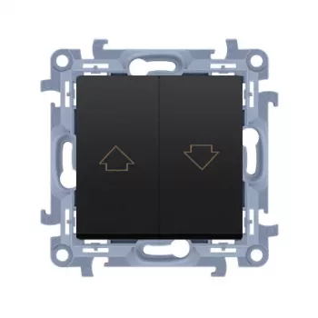 KONTAK-SIMON Kontakt Simon 10 modul matný čierny ovládacie tlačidlo žalúzií so šípkou skrutkové svorky 10A 250V