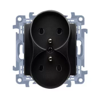 KONTAKT SIMON 10 modul dvojzásuvka 2x Z/U skrutkové svorky 16A 250V matný čierny