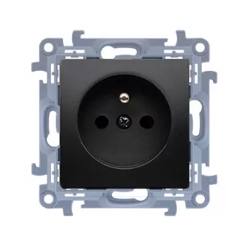 KONTAKT SIMON 10 modul čierna matná zásuvka 1x Z/U s clonkami a rýchloupínacími svorkami 16A 250V