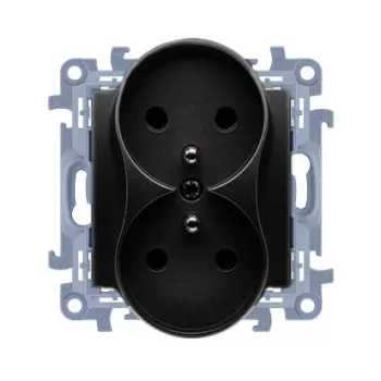 KONTAKT SIMON 10 modul 2x zásuvka typ F matná čierna skrutkové svorky 16A 250V