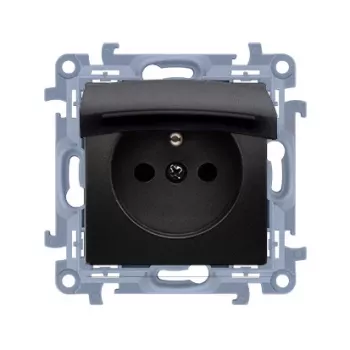 KONTAKT SIMON 10 Module matná čierna zásuvka 1x Z/U s detskou poistkou a krytom IP44 pružinové svorky 16A