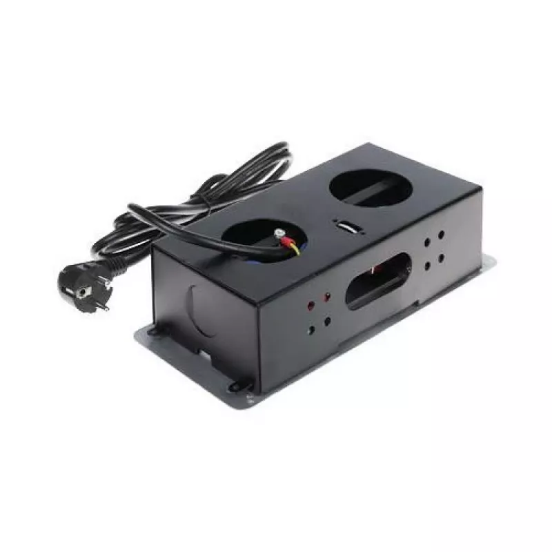 DELTA FPS-3S/CABLE nábytková zásuvková lišta s 3 zásuvkami, 1,5 m kábel, čierna