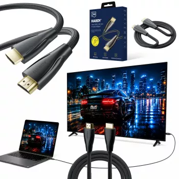 3MK PROTECTION Hardy HDMI 2.1 Ultra High Speed kábel 1,5m 48Gbps 8K60Hz 4K120Hz eARC VRR ALLM čierny