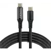 USB-C na USB-C kábel s LCD indikátorom výkonu, 3m, 45W PD, čierny