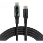 USB-C na USB-C kábel s LCD indikátorom výkonu, 3m, 45W PD, čierny