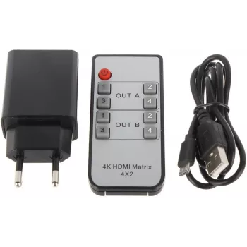 HDMI prepínač 4x2 matica 4K@30Hz HDMI-SW-4/2-MATRIX