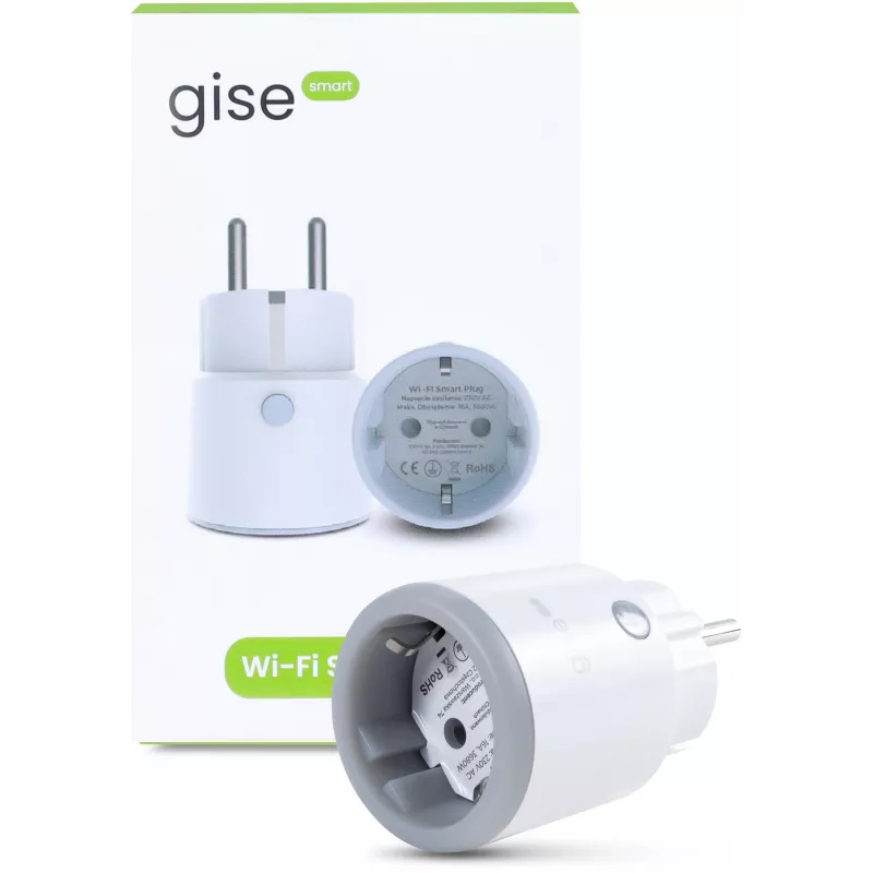 GISE SP-02 smart Wi-Fi zásuvka s meraním spotreby energie, 16A, 3680W, kompatibilná s Tuya