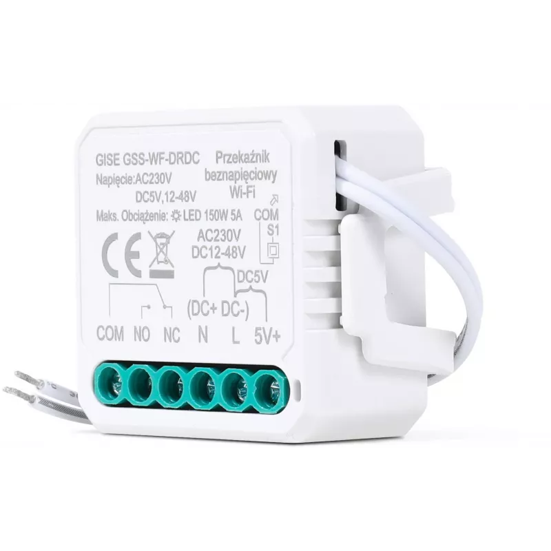 GISE smart jednokanálový beznapäťový nízkonapäťový WiFi reléový modul | Tuya | GSS-WF-DRDC