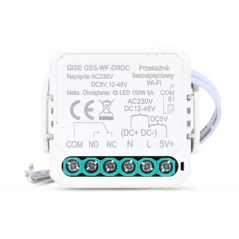 GISE smart jednokanálový beznapäťový nízkonapäťový WiFi reléový modul | Tuya | GSS-WF-DRDC