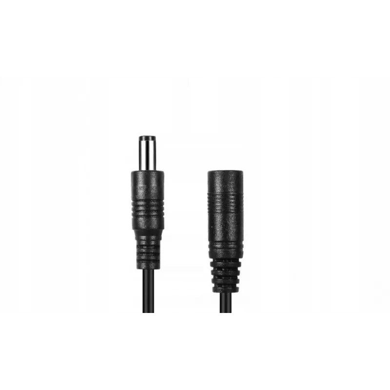 ESPE DC predlžovací napájací kábel 5.0m 2x0.5mm² opletený DC konektor samec na DC konektor samica 2.1x5.5mm čierny