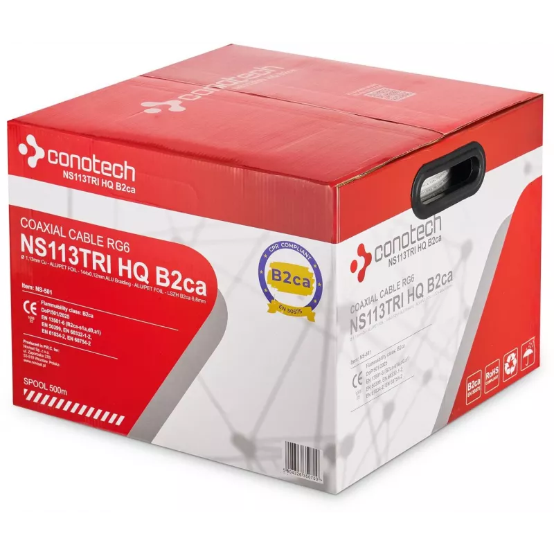 CONOTECH NS-113TRI HQ RG-6 koaxiálny kábel LSOH B2ca 500m biely