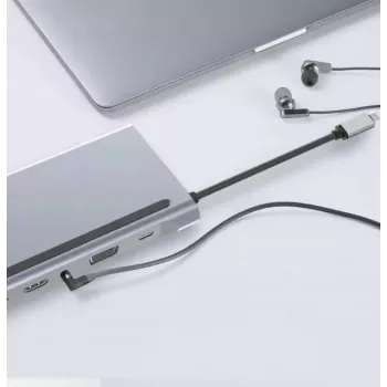 ZENWIRE USB-C hub adaptér 12-in-1 dokovacia stanica 2x HDMI 4K Ethernet RJ45 USB 3.0 BYL-2211