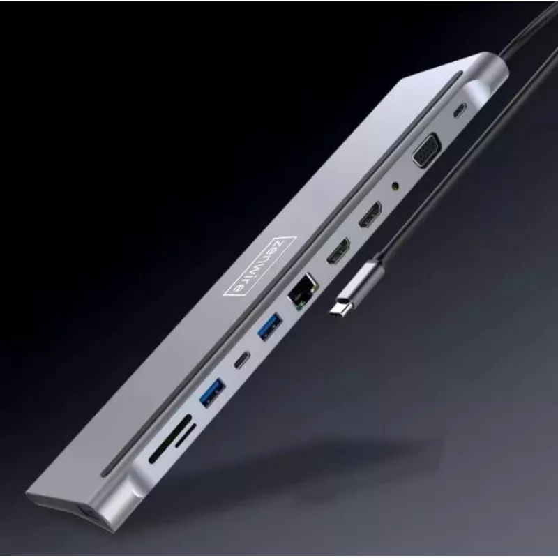 ZENWIRE USB-C hub adaptér 12-in-1 dokovacia stanica 2x HDMI 4K Ethernet RJ45 USB 3.0 BYL-2211