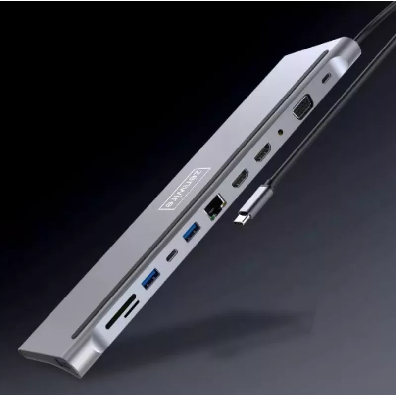 ZENWIRE USB-C hub adaptér 12-in-1 dokovacia stanica 2x HDMI 4K Ethernet RJ45 USB 3.0 BYL-2211